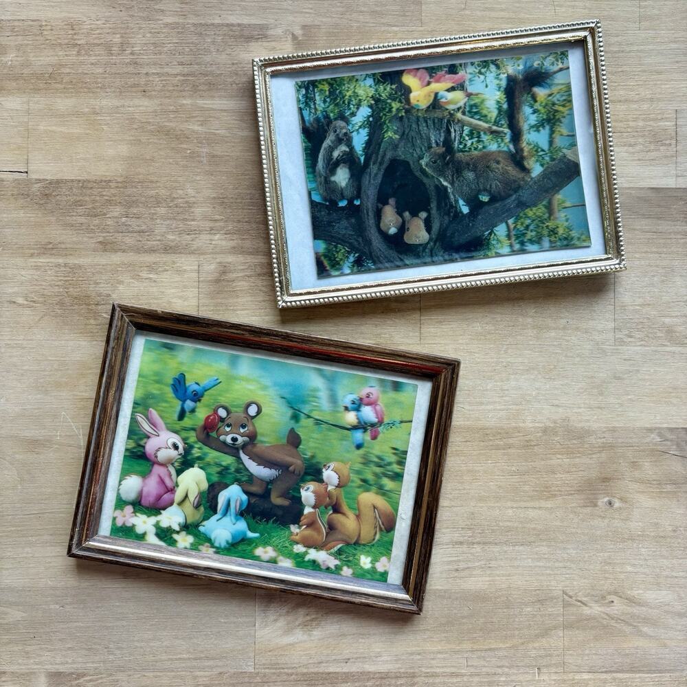 1960s Toppan Wonder Co Tokyo Japan Lenticular 3D Pictures Lot Of 2 Cartoons